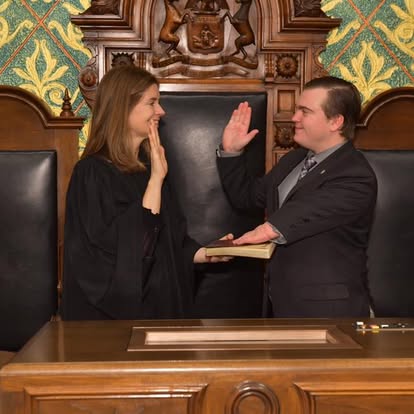 Beau LaFave being sworn in