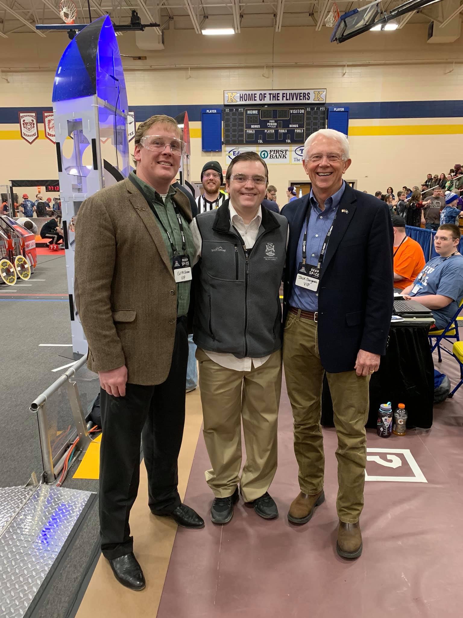 Beau LaFave with Congressman Jack Bergman at a U.P. FIRST Robotics event