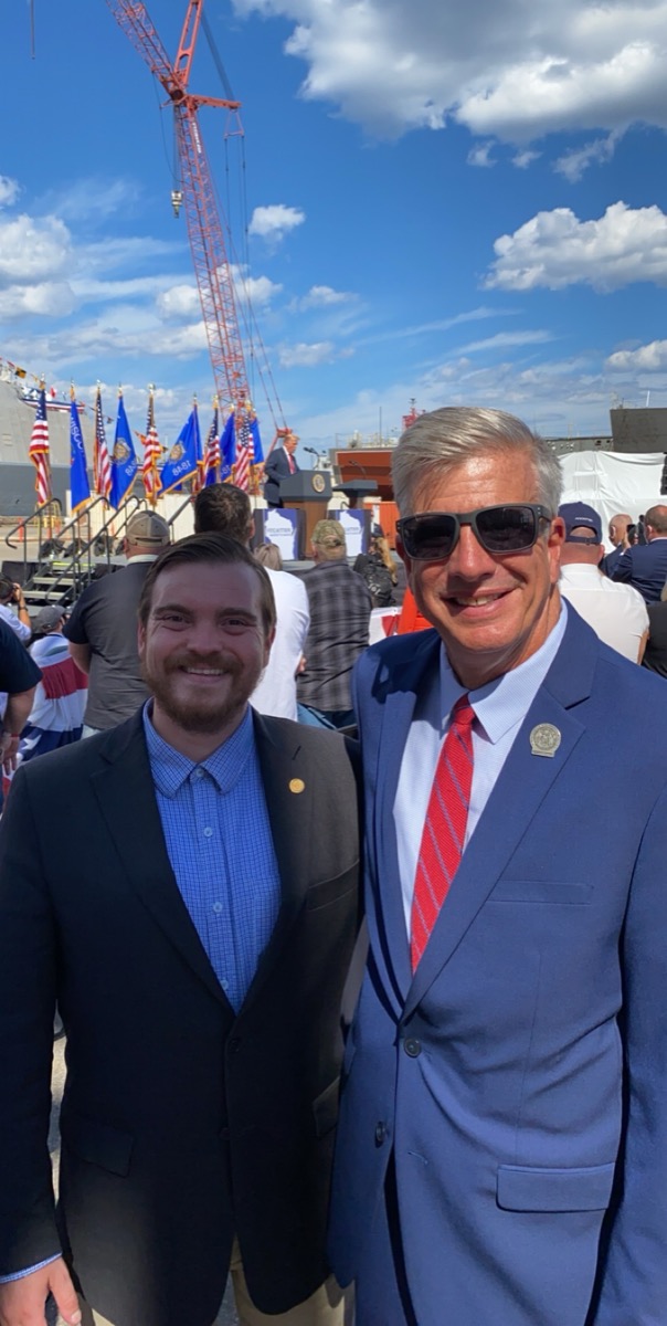 Beau LaFave with fmr. Wisconsin Assemblyman Nygren at Marinette Marine during President Trump's visit