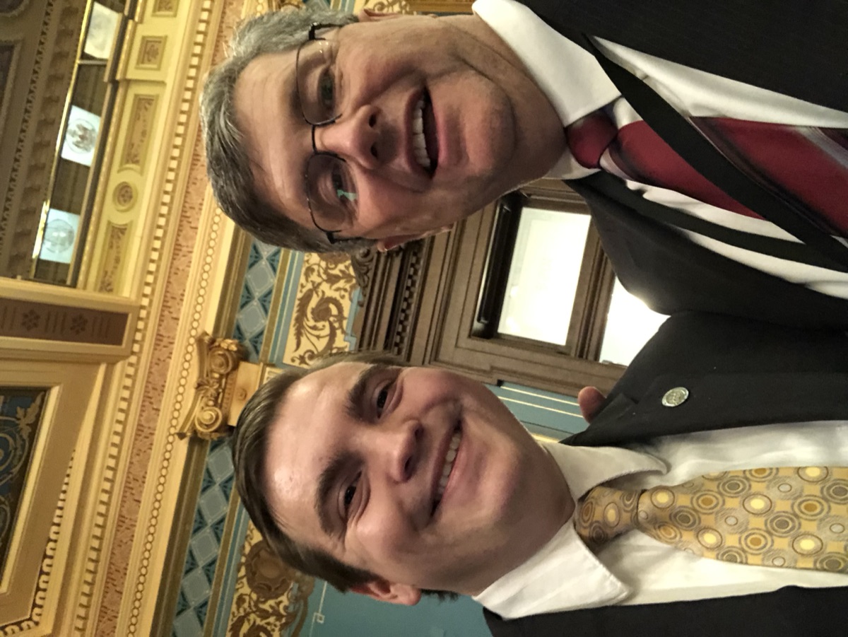 Beau LaFave with former Senator Tom Casperson in the Michigan Senate chamber